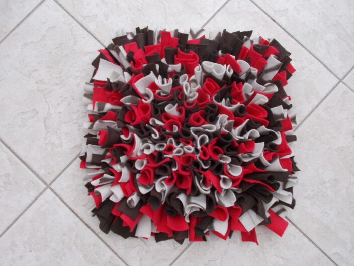 Schnüffelteppich | Modell Rot mit Braun und Beige